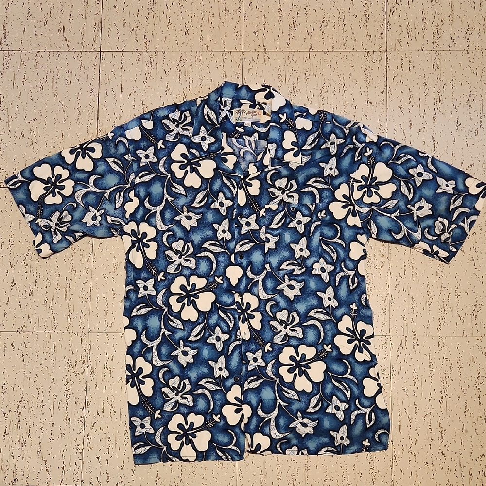 Aloha Joe Hawaiian Floral Short Sleeve Button Down Casual Dress Shirt Vintage